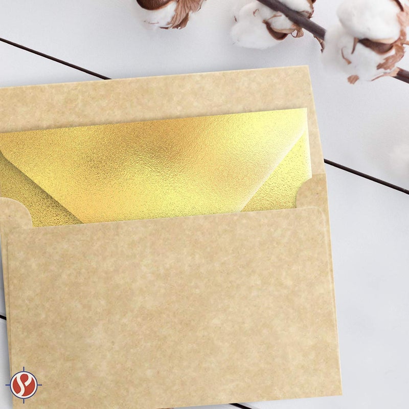 S Superfine Printing A7 Aged Parchment Envelopes â€“ Fits 5 x 7â€ Greeting Cards, Wedding & Party Invitations, Bridal Showers, Announcements, Photos | 5 1/4â€ X 7 1/4â€ | Square Flap | 24lb Bond, 60lb Text | 25 Per Pack - Image 2